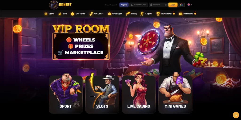 DonBet non GamStop casino and sportsbook lobby interface